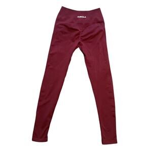 AUROLA Seamless Scrunch Butt Leggings Burgundy High Waist Activewear Size S